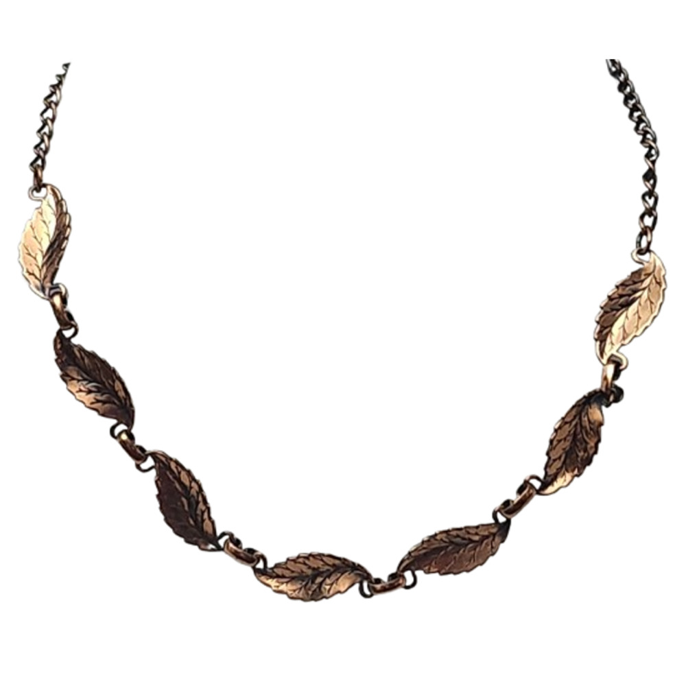 Vtg Solid Copper Mid Century Leaf Adjustable Neck… - image 1